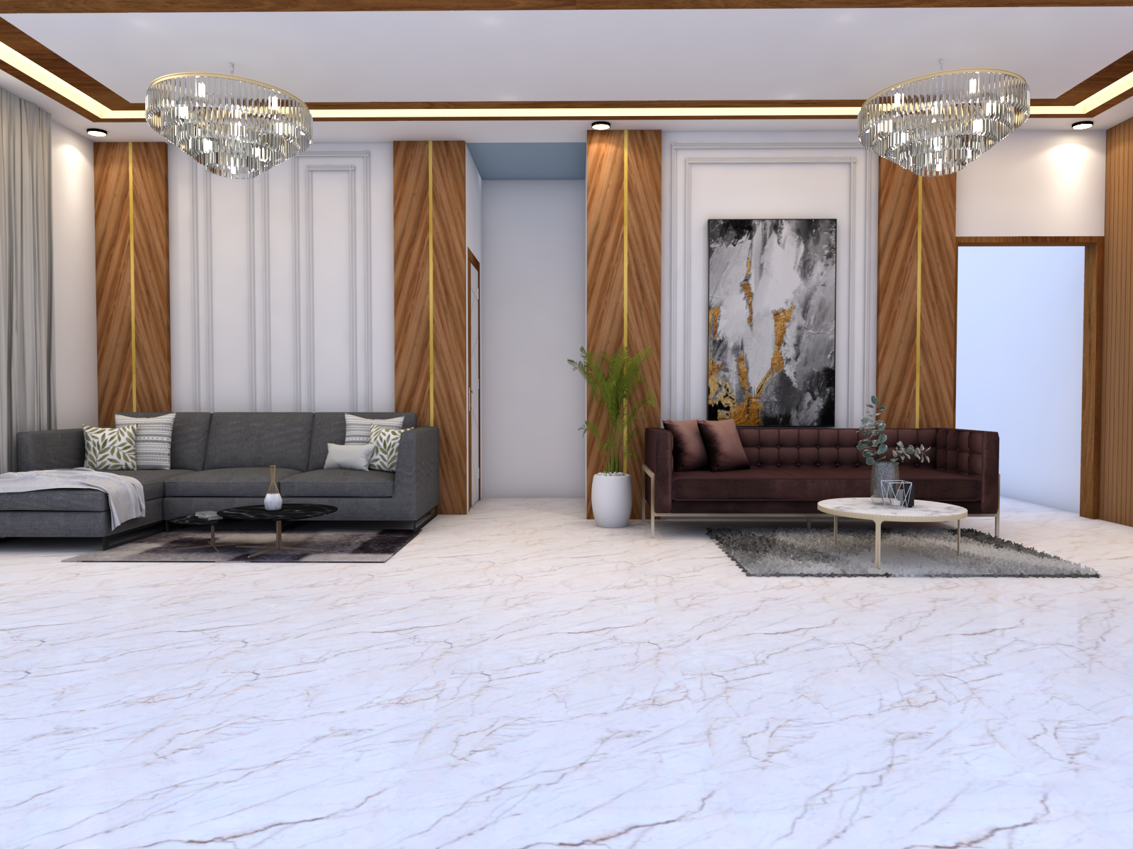 Living Room Interior with Sofa Set