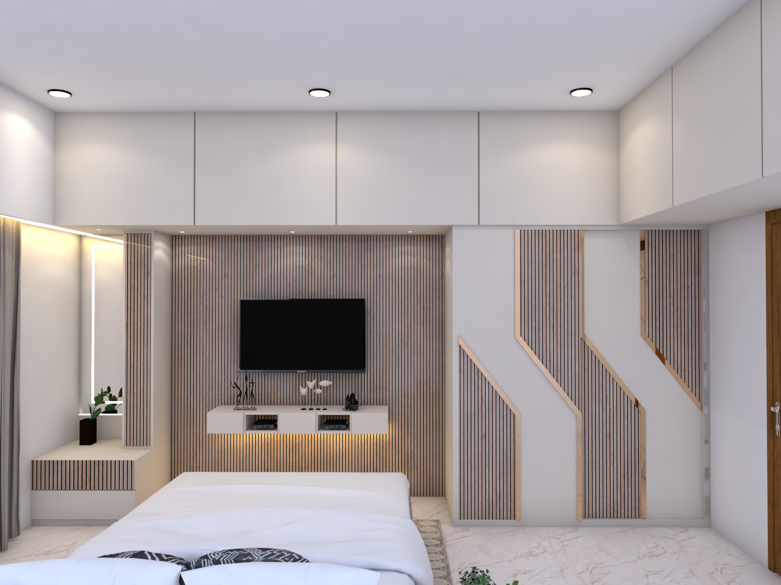 Bedroom Interior with TV Unit