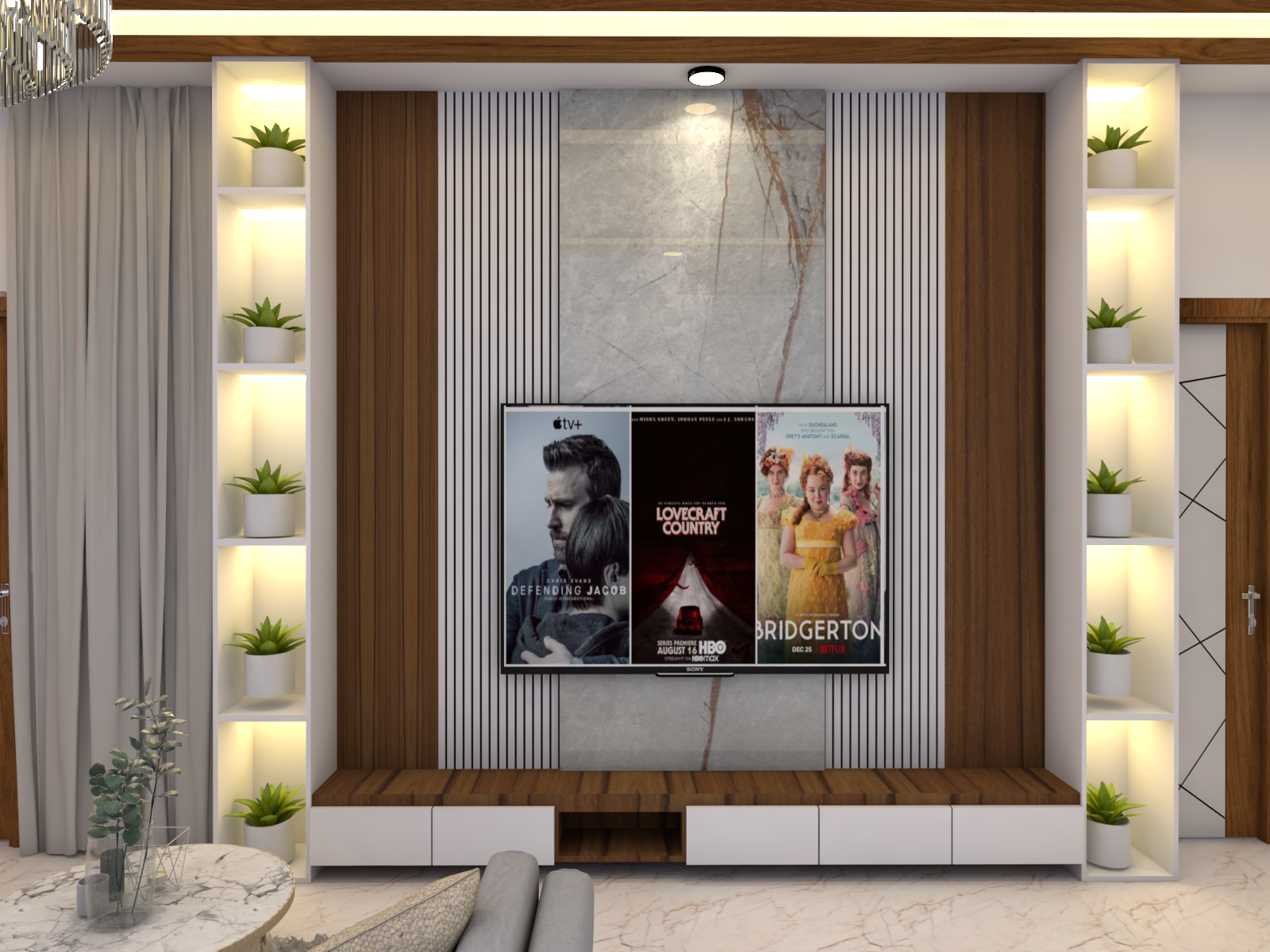 Living Room Interior with Accent Wall