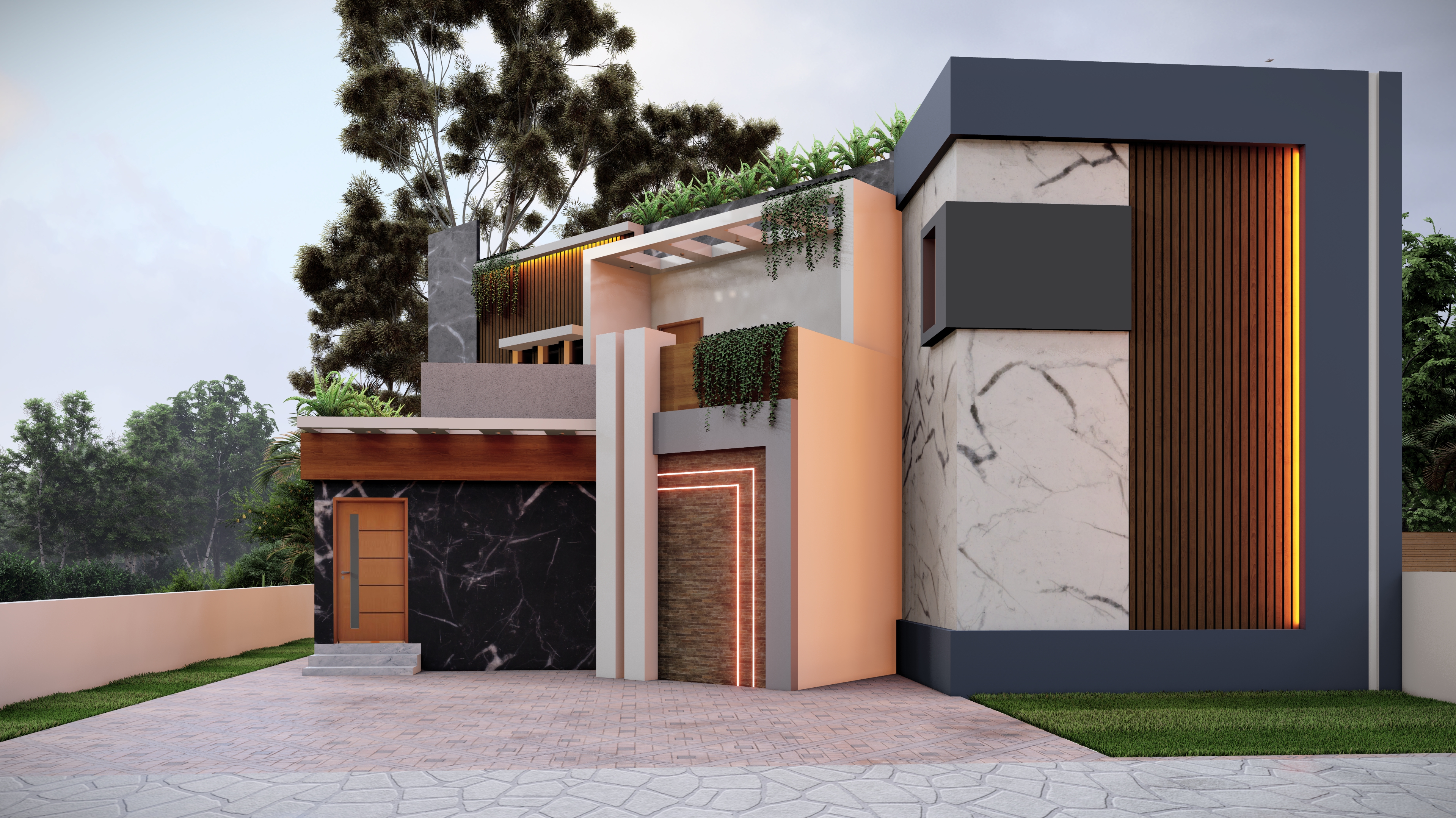 House Elevation with Yard View